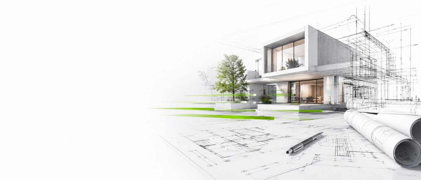 Architekturvisualisierung mit Bauplänen, Grundrissen und Entwurfszeichnung – Leistungen für Ihren Bauantrag